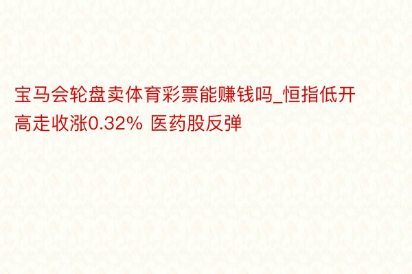 宝马会轮盘卖体育彩票能赚钱吗_恒指低开高走收涨0.32% 医药股反弹